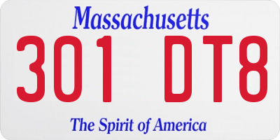 MA license plate 301DT8