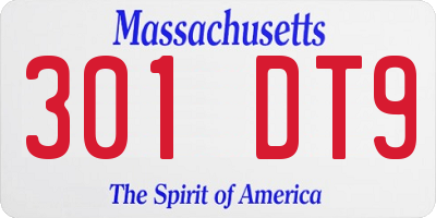 MA license plate 301DT9