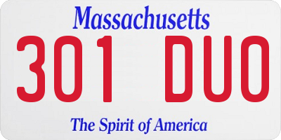 MA license plate 301DU0