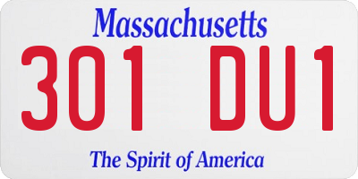 MA license plate 301DU1