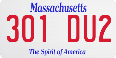 MA license plate 301DU2