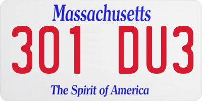MA license plate 301DU3