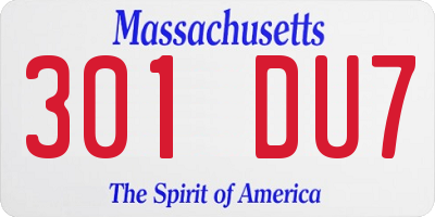 MA license plate 301DU7