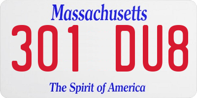 MA license plate 301DU8