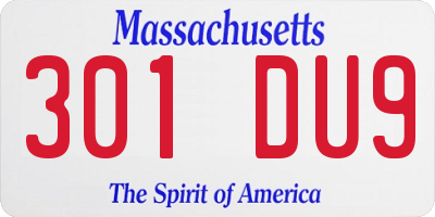 MA license plate 301DU9