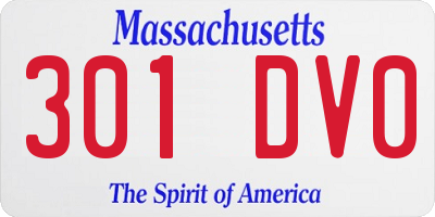 MA license plate 301DV0