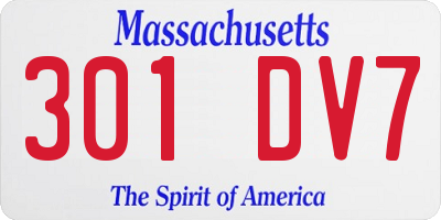 MA license plate 301DV7