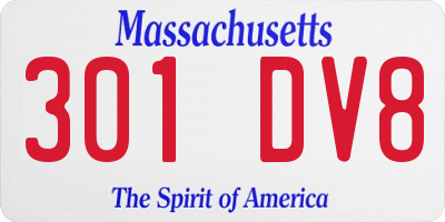 MA license plate 301DV8