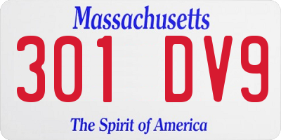MA license plate 301DV9
