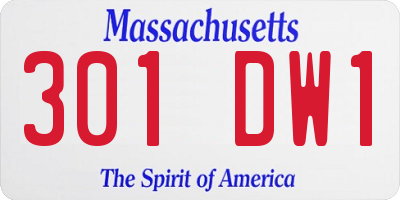 MA license plate 301DW1