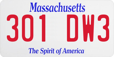 MA license plate 301DW3