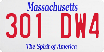 MA license plate 301DW4