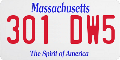 MA license plate 301DW5