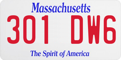 MA license plate 301DW6