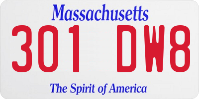 MA license plate 301DW8