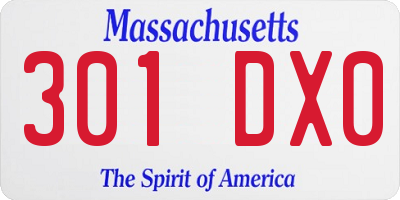 MA license plate 301DX0