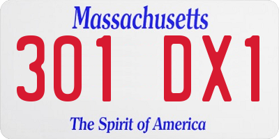 MA license plate 301DX1