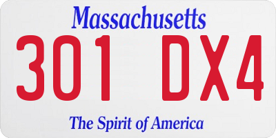 MA license plate 301DX4