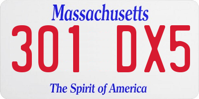 MA license plate 301DX5