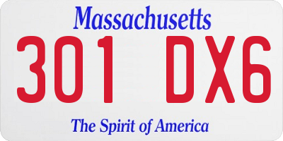 MA license plate 301DX6