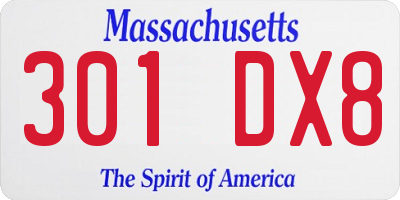 MA license plate 301DX8