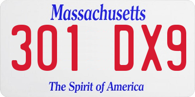 MA license plate 301DX9