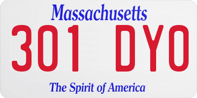 MA license plate 301DY0