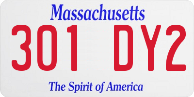 MA license plate 301DY2