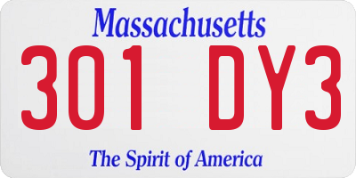 MA license plate 301DY3