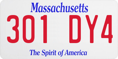 MA license plate 301DY4