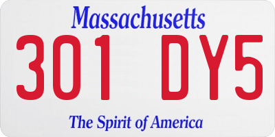 MA license plate 301DY5