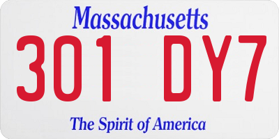 MA license plate 301DY7