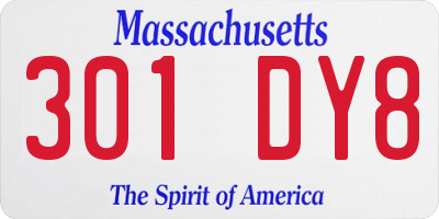 MA license plate 301DY8