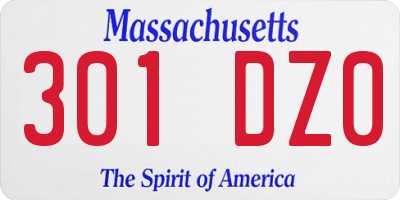 MA license plate 301DZ0