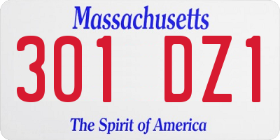 MA license plate 301DZ1