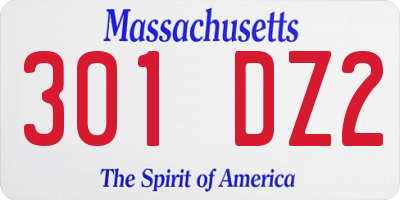 MA license plate 301DZ2