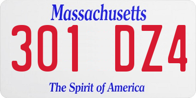 MA license plate 301DZ4