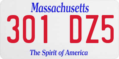 MA license plate 301DZ5