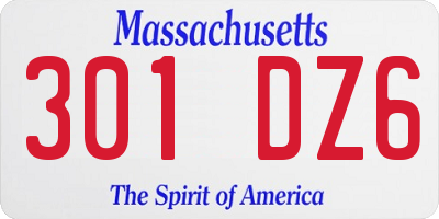 MA license plate 301DZ6
