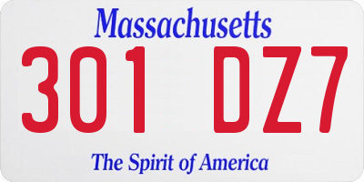 MA license plate 301DZ7