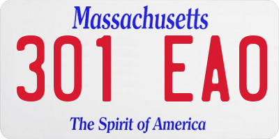 MA license plate 301EA0