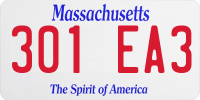 MA license plate 301EA3