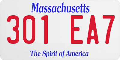 MA license plate 301EA7