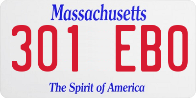 MA license plate 301EB0