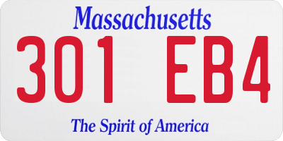 MA license plate 301EB4