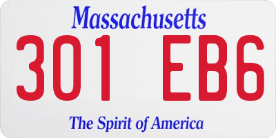 MA license plate 301EB6