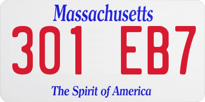 MA license plate 301EB7
