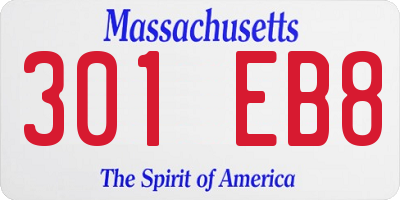 MA license plate 301EB8