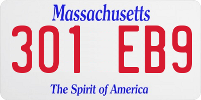 MA license plate 301EB9