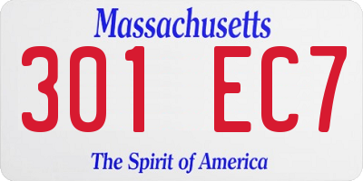 MA license plate 301EC7
